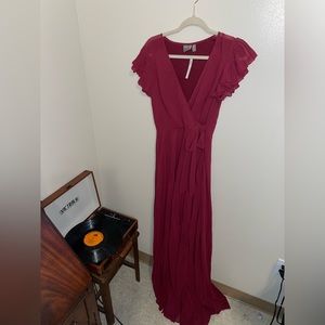 ASOS- Maroon pleated dress